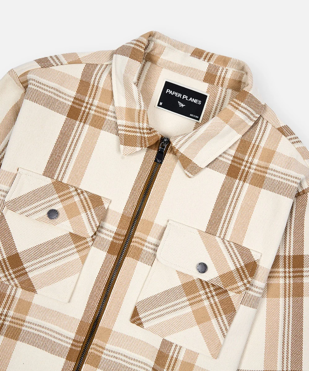 Planes Chestnut Plaid Zip Flannel Shirt - Image 3